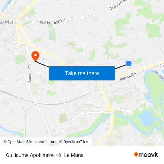 Guillaume Apollinaire to Le Mans map