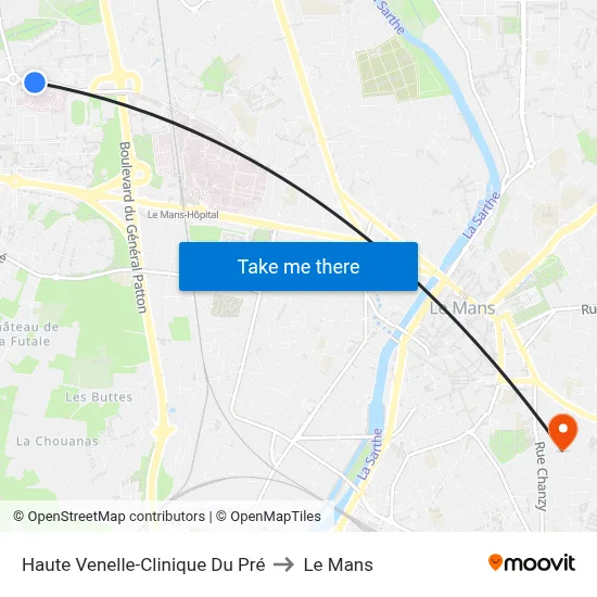 Haute Venelle-Clinique Du Pré to Le Mans map