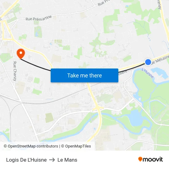 Logis De L'Huisne to Le Mans map