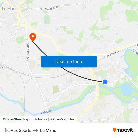 Île Aux Sports to Le Mans map
