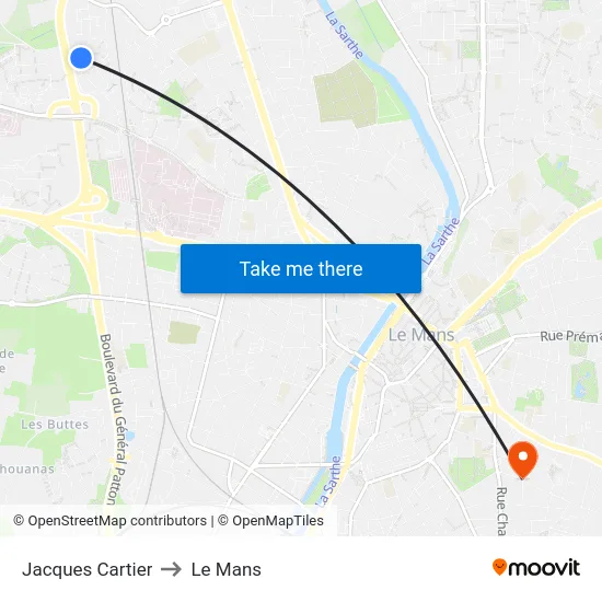 Jacques Cartier to Le Mans map