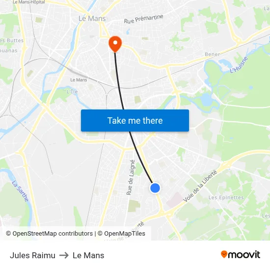 Jules Raimu to Le Mans map