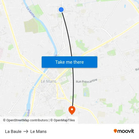 La Baule to Le Mans map