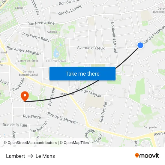 Lambert to Le Mans map