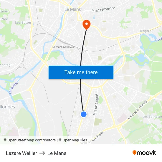Lazare Weiller to Le Mans map