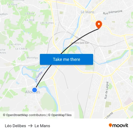 Léo Delibes to Le Mans map