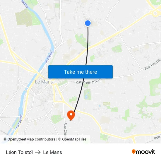 Léon Tolstoï to Le Mans map
