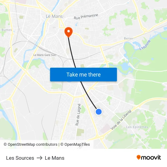 Les Sources to Le Mans map