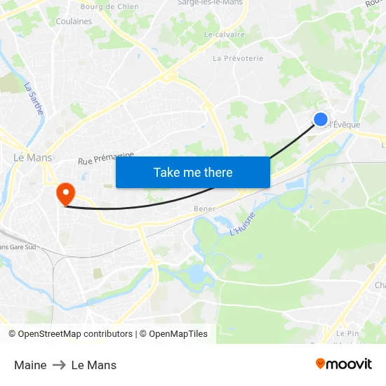 Maine to Le Mans map