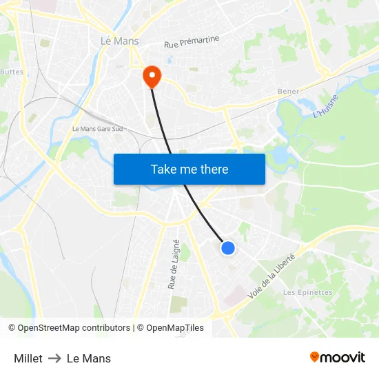 Millet to Le Mans map