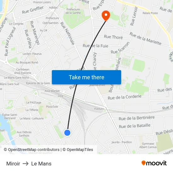 Miroir to Le Mans map