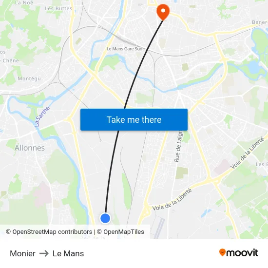 Monier to Le Mans map