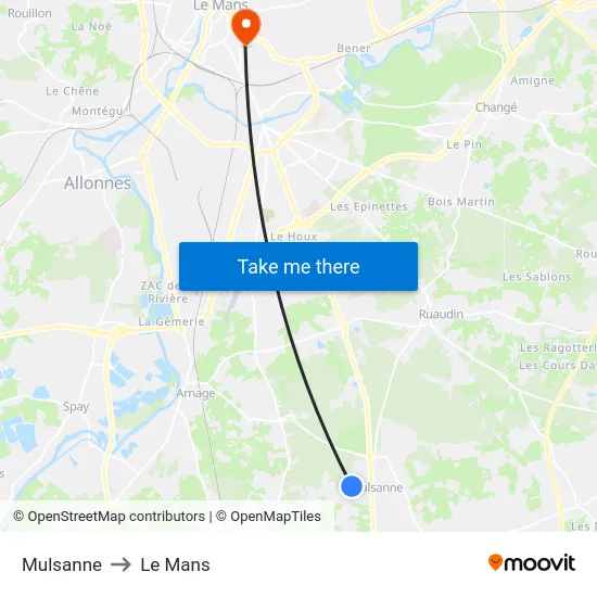 Mulsanne to Le Mans map