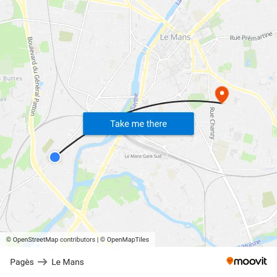 Pagès to Le Mans map