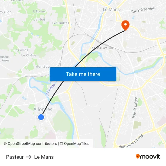 Pasteur to Le Mans map