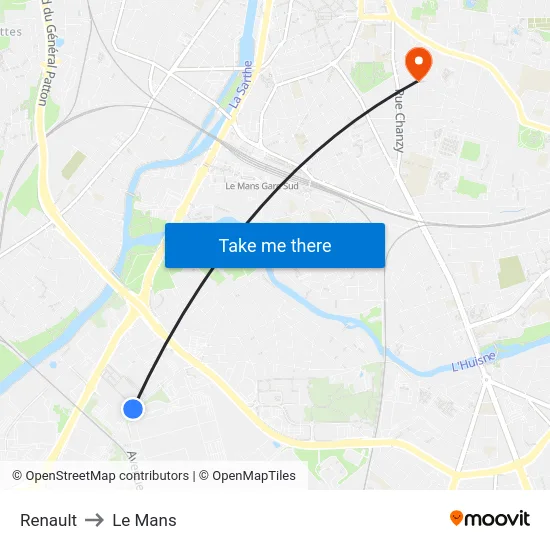 Renault to Le Mans map