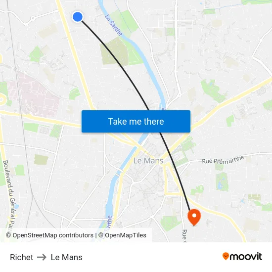 Richet to Le Mans map