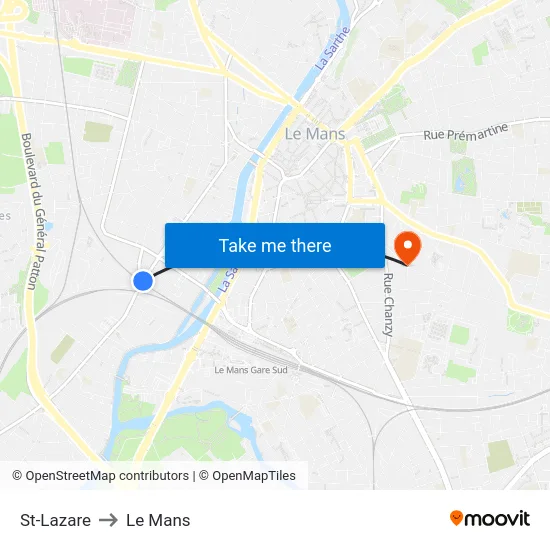 St-Lazare to Le Mans map