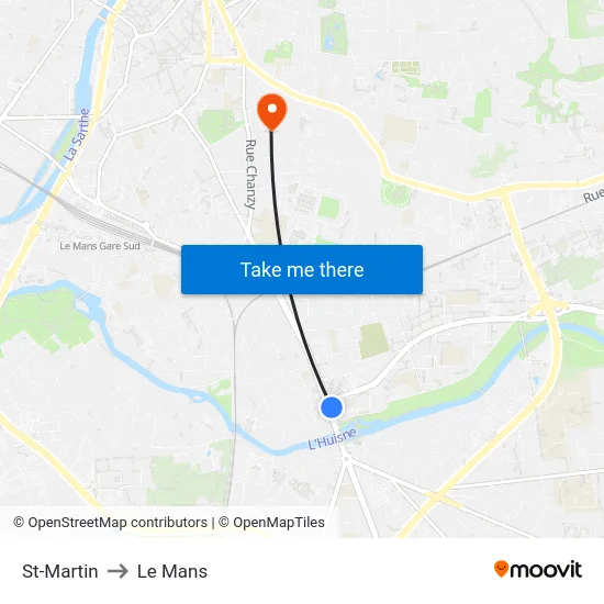 St-Martin to Le Mans map