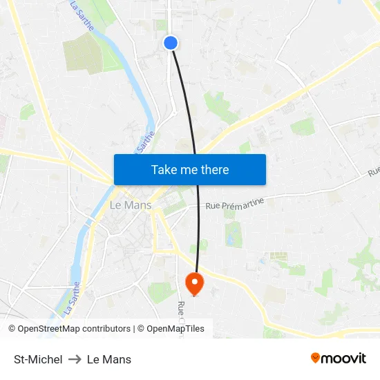 St-Michel to Le Mans map