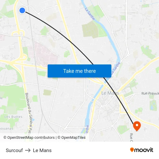 Surcouf to Le Mans map