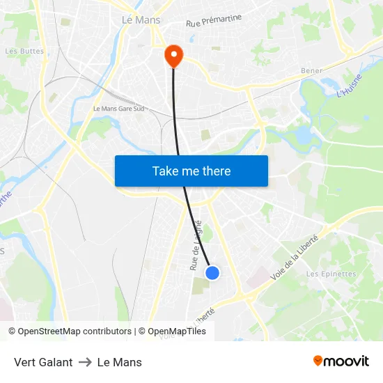 Vert Galant to Le Mans map