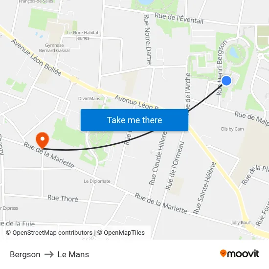 Bergson to Le Mans map