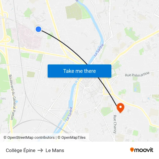 Collège Épine to Le Mans map
