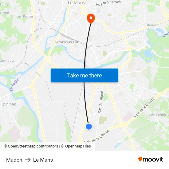 Madon to Le Mans map