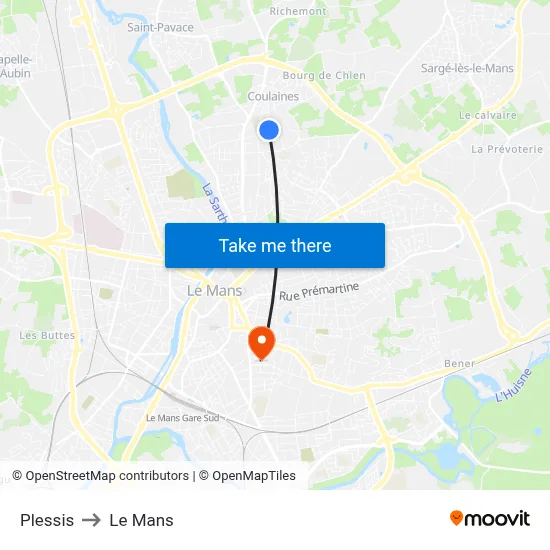 Plessis to Le Mans map