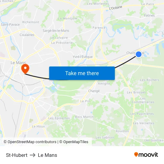 St-Hubert to Le Mans map