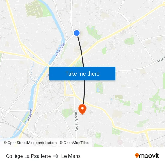 Collège La Psallette to Le Mans map