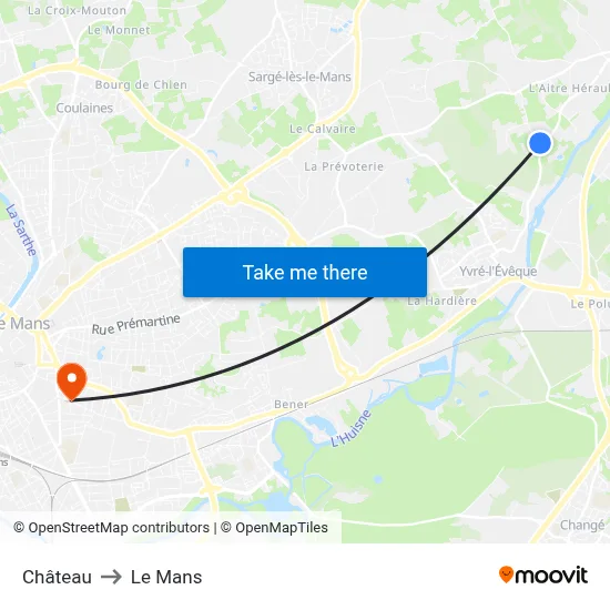 Château to Le Mans map