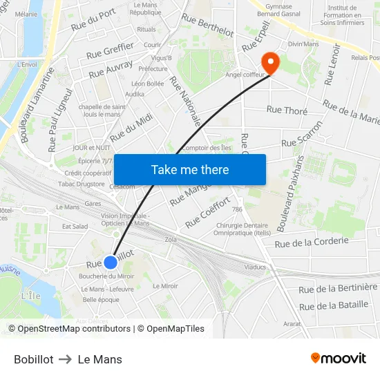 Bobillot to Le Mans map