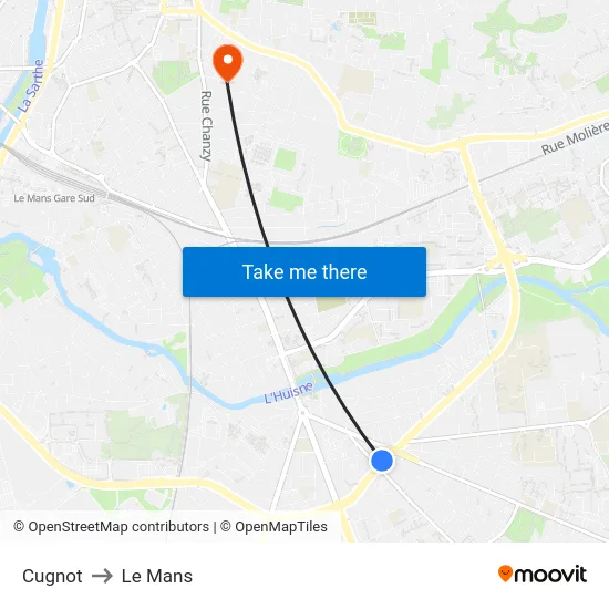 Cugnot to Le Mans map