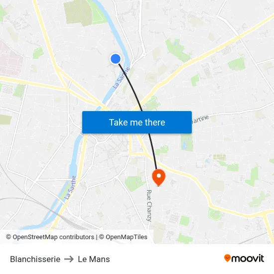 Blanchisserie to Le Mans map