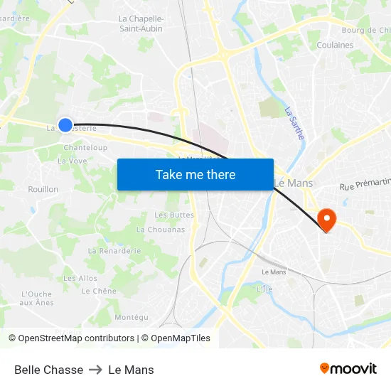 Belle Chasse to Le Mans map
