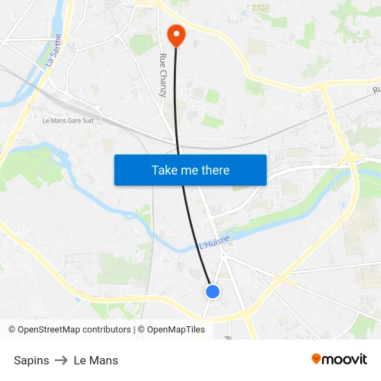 Sapins to Le Mans map