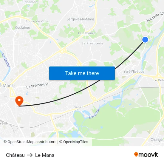 Château to Le Mans map
