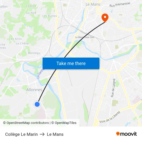 Collège Le Marin to Le Mans map