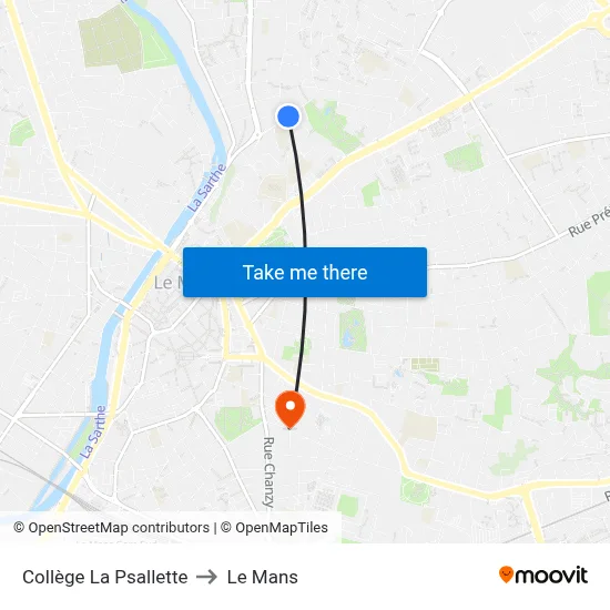 Collège La Psallette to Le Mans map