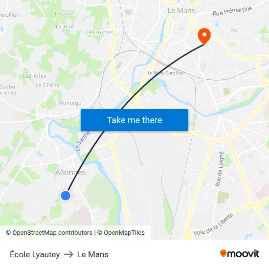 École Lyautey to Le Mans map