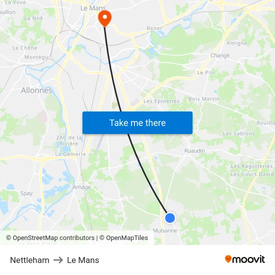 Nettleham to Le Mans map