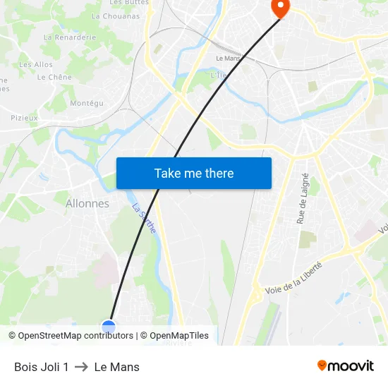 Bois Joli 1 to Le Mans map
