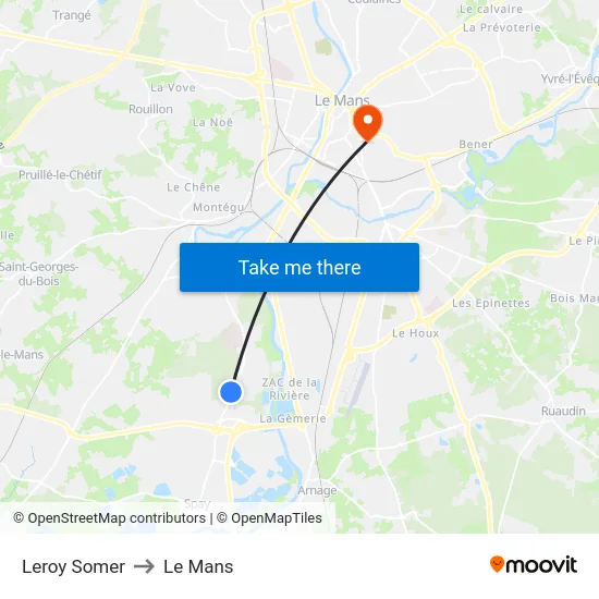 Leroy Somer to Le Mans map