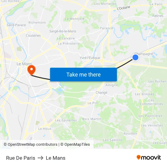 Rue De Paris to Le Mans map