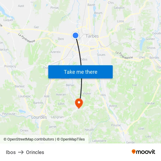 Ibos to Orincles map
