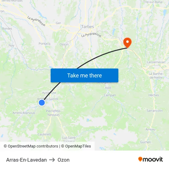 Arras-En-Lavedan to Ozon map