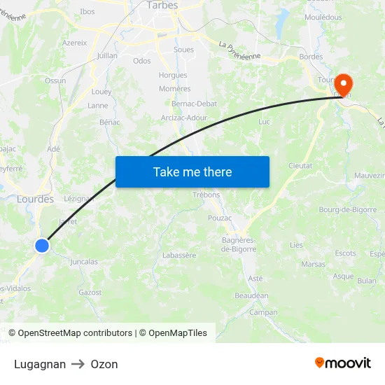 Lugagnan to Ozon map