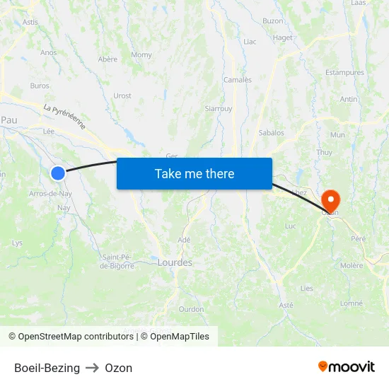Boeil-Bezing to Ozon map